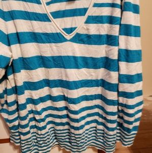 Lane Bryant striped V neck shirt